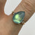 Moonstone Pear Cut Teardrop Diamond Accent Ring 9ct 9k Yellow Gold - Size N