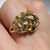 Nugget 70s Style Cluster Florentine Finish Statement Ring 9ct 9k Yellow Gold  - Size T