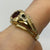 Garnet Ornate Gypsy Band Ring 9ct 9k Yellow Gold - Size S 1/2