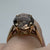 Smoky Quartz Solitaire Heart Detail Ring 9ct 9k Yellow Gold - Size J 1/2