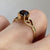 Garnet Solitaire Ring Bark Finish Heart Accents 9ct 9k Yellow Gold - Size M