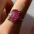 Oval Ruby & White Sapphire Ornate Cocktail Ring 18ct 18k Yellow Gold - Size N