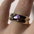 Amethyst Solitaire Flush Crossover Twist Ring 9ct 9k Yellow Gold - Size L 1/2