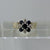 Diamond & Sapphire Daisy Flower Cluster Ring 9ct 9k Yellow Gold  - Size K