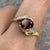 Garnet & Diamond Bypass Twist Ring 9ct 9k Yellow Gold - Size V 1/2