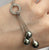 Diamond Circle Dark Grey Pearl Drop Wheat Chain Necklace 18ct 18k White Gold 18"