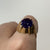 Retro Amethyst Brutalist Style Cocktail Ring 9ct 9k Yellow Gold - Size N