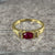 Ruby Lab Created & Natural Diamond Ring 18ct Yellow Gold - Size K