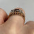 Garnet & CZ Trilogy Square Cut Ring 9ct 9k Yellow Gold  - Size L 1/2