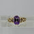 Amethyst Solitaire Shoulder Detail Ring 9ct 9k Yellow Gold  - Size M