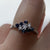 Sapphire & Diamond Cluster Ring 18ct 18k White Gold - Size J