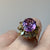 Ornate Created Alexandrite Cocktail Ring 9ct 9K Yellow Gold - Size K