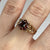 Garnet Daisy Flower Cluster Embossed Cut Out Ring 9ct 9k Yellow Gold - Size O