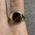 Black Enamel Stripe Signet Ring 9ct 9k Yellow Gold  - Size T