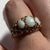 Opal Cabochon Trilogy Textured Finish Ring 9k 9ct Yellow Gold - Size J