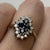 London Blue Topaz & CZ Cluster Ring 9ct 9k Yellow Gold  - Size K 1/2