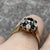 Diamond & Sapphire Daisy Flower Cluster Ring 9ct 9k Yellow Gold  - Size K