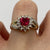 Ruby Lab Grown & Diamond Heart Cluster Ring 9ct 9k Yellow Gold - Size L