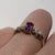 Amethyst Solitaire Diamond Shoulder Accents Ring 9ct 9k Yellow Gold - Size L