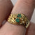 Emerald & Diamond Wave Accent Ring 18ct 18k Yellow Gold  - Size P