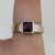 Unique Garnet Solitaire Bezel Set Two Tone Ring 9ct 9K White Gold - Size O