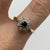 Diamond & Sapphire Daisy Flower Cluster Ring 18ct 18k Yellow Gold - Size S