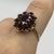 Garnet Floral Ornate Cluster Ring 9ct 9k Yellow Gold - Size R