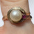 Pearl & Ruby Bypass Ring 10ct 10k Yellow Gold - Size K 1/2