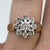 Diamond Cluster Thick Shoulder Daisy Flower Ring 9ct 9k Yellow Gold - Size L