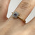 Antique Art Deco Blue Topaz Square Platinum Ring 18ct 18k Yellow Gold - Size L