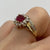 Ruby Lab Grown & Diamond Heart Cluster Ring 9ct 9k Yellow Gold - Size L