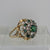 Green Gemstone & White Topaz Ornate Ring 9ct 9K Yellow Gold - Size J