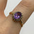 Amethyst & Diamond Halo Cluster Ring 9ct 9k Yellow Gold - Size P