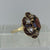 Garnet & White Topaz Ornate Cluster Flower Ring 9ct 9k Yellow Gold - Size L