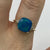 Blue Opal & Diamond Cushion Cut Ring 9ct 9k Yellow Gold - Size N