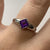 Amethyst Bezel Set Square Ring 9ct 9k White Gold - Size L