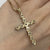 Diamond Illusion Set Cross Crucifix Twist Pendant 9ct 9k Yellow Gold