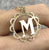 M Initial Pendant With Scalloped Frame 9ct 9k Yellow Gold