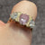 Pink CZ Ornate Trilogy Ring 9ct 9k Yellow Gold - Size U