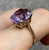 Amethyst Ornate Cocktail Oval Solitaire Ring 9ct 9k Yellow Gold  - Size P 1/2