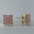 Rose Quartz Square Stud Earrings 9ct 9k Yellow Gold