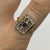 Amethyst & Diamond Art Deco Rectangle Ring 9ct 9k Yellow Gold - Size O