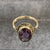 Amethyst Ornate Bezel Set Solitaire Ring 9ct 9k Yellow Gold - Size N