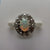 Antique Opal & Old Single Cut Diamond Halo Ring 950 & 18ct Yellow Gold - Size P