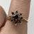 Garnet Cluster Daisy Ring 9ct 9K Yellow Gold - Size N 1/2