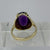 Retro Amethyst Brutalist Style Cocktail Ring 9ct 9k Yellow Gold - Size N