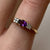 East West Amethyst & Diamond Ring 18ct 18K Yellow Gold - Size R