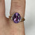 Amethyst Oval Cut Ornate Diamond Accents Ring 9ct 9k Yellow Gold  - Size N