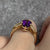 Amethyst Split Shank Solitaire Ring 9ct 9k Yellow Gold - Size N