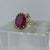 Oval Ruby & White Sapphire Ornate Cocktail Ring 18ct 18k Yellow Gold - Size N